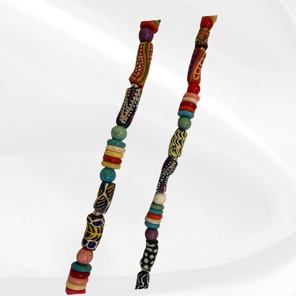 🌈 STUNNING Rainbow African Trade Bead Necklace - Handmade Boho Statement Piece! - Picture 7 of 11